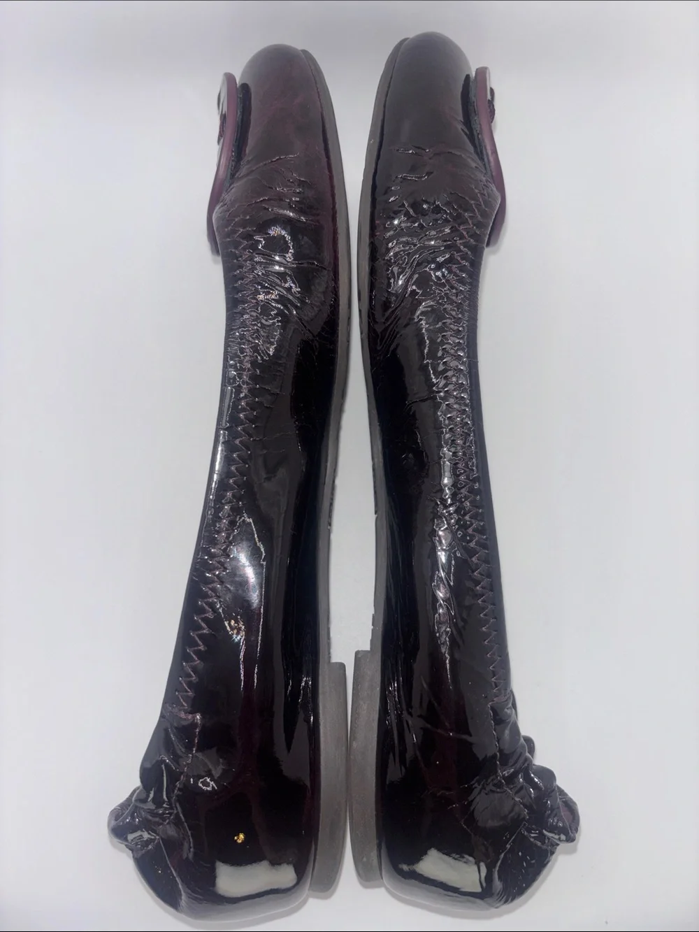Tory Burch Burgundy Patent Leather Reva-Style Ballet Flats
